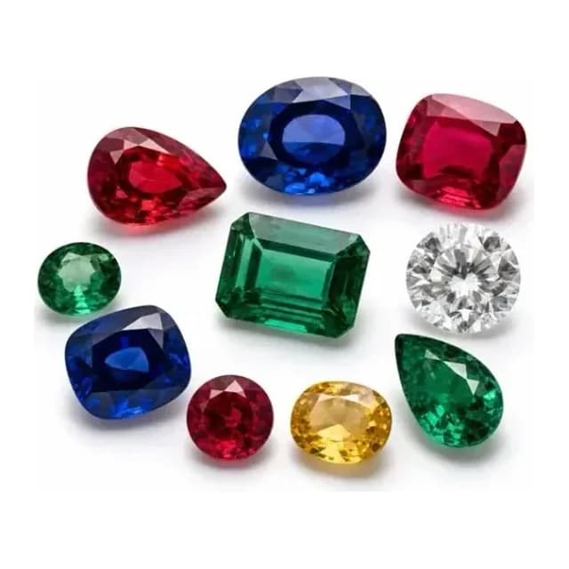 Colored gemstones, cut and polished