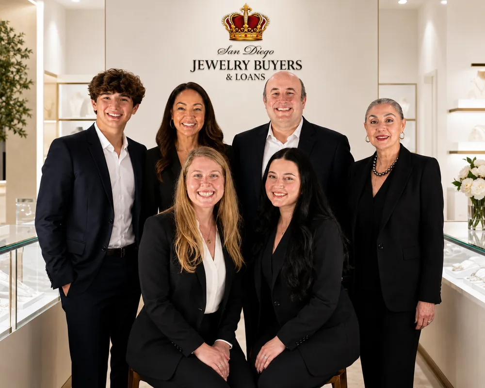 The San Diego Jewelry Buyers team together in the showroom at 907 6th Ave, downtown San Diego