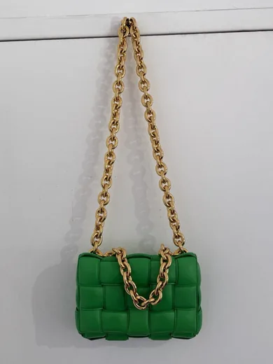 Bottega Veneta Padded Chain Cassette, Green, bought and authenticated by San Diego Jewelry Buyers