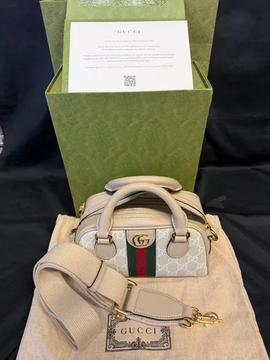 Gucci Ophidia Mini GG Supreme Web Crossbody, bought and authenticated by San Diego Jewelry Buyers