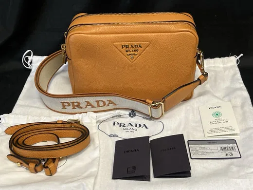 Prada Small Leather Shoulder Bag, Amber, bought and authenticated by San Diego Jewelry Buyers
